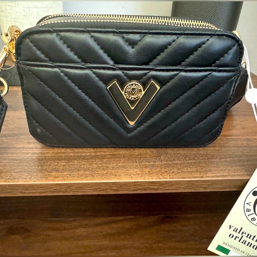 NWT Black quilted Valentino Orlandi crossbody